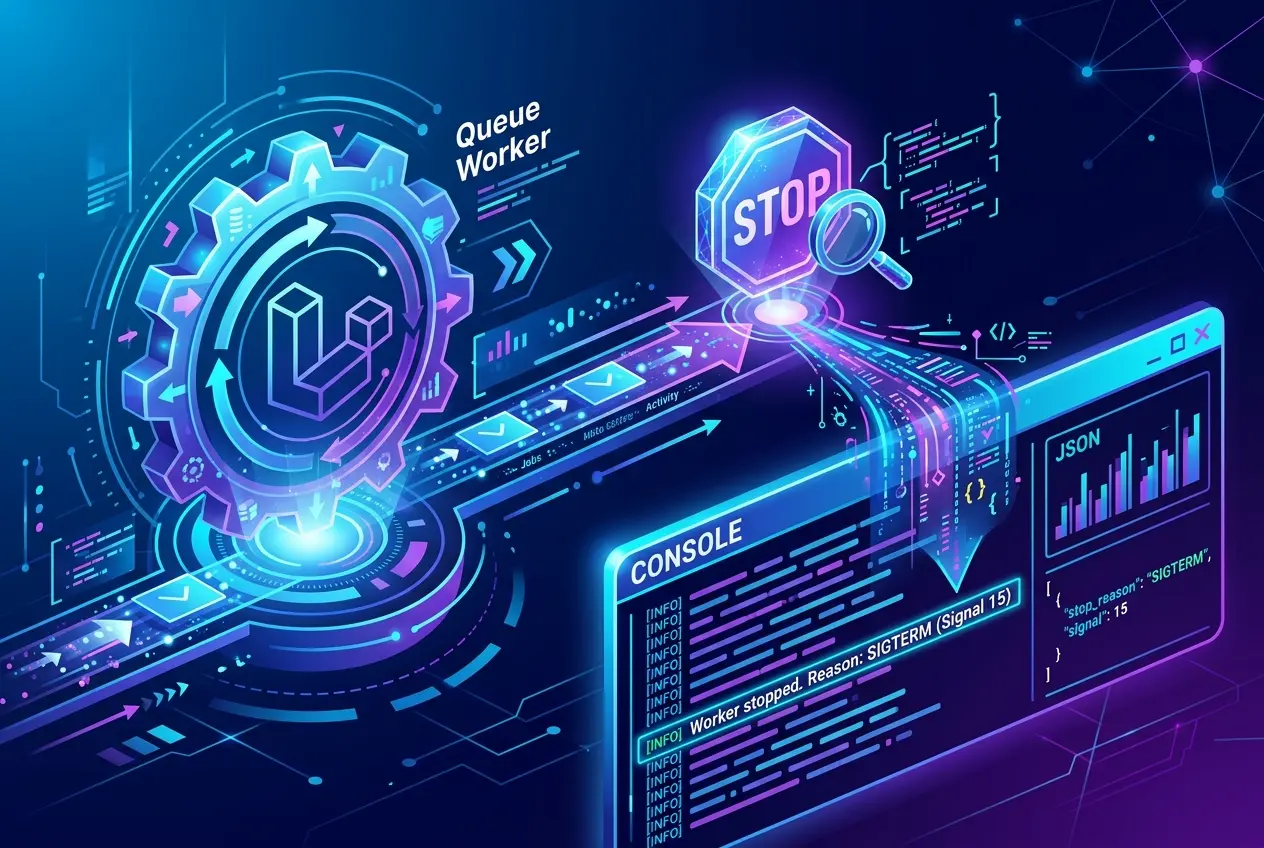 Laravel indica la razón exacta cuando queue:work se detiene